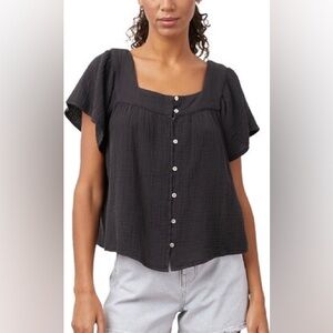 ▪️Rails Black Cotton Gauze Square Neck Lightweight Top Blouse Size S